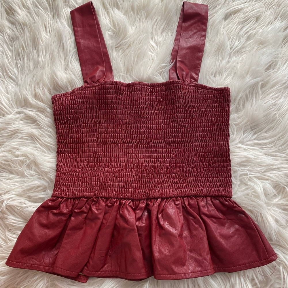Leather red game day top